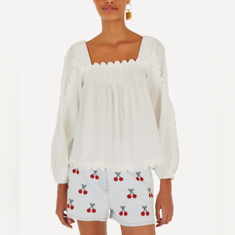 Farm Rio White Long Sleeve Blouse